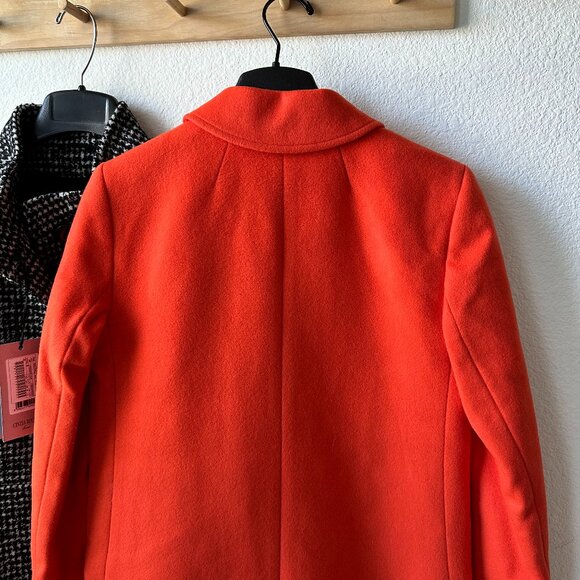 J. Crew Orange Double-breasted Topcoat Coat Size 2 - Picture 6 of 14